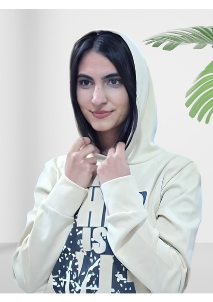 Baskılı Kapüşonlu Sweatshirt (Beyaz) fırsatları