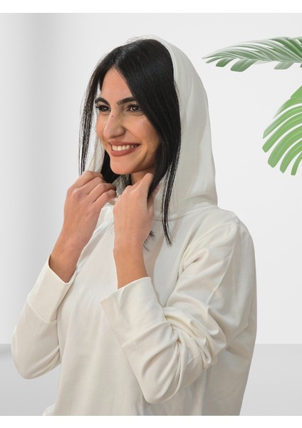Düz Kapüşonlu Sweatshirt (Beyaz) modelleri
