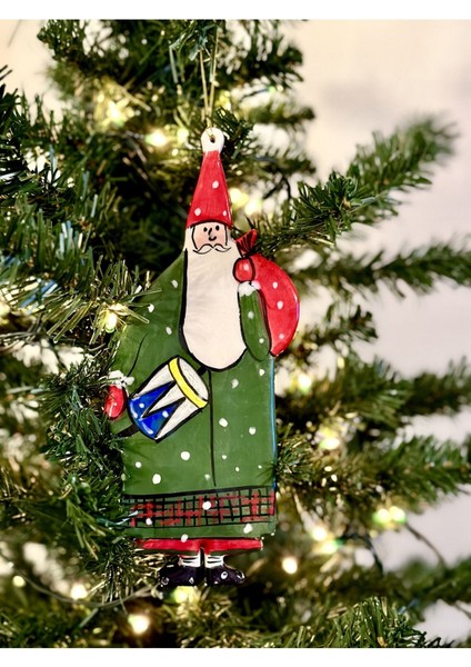 Noel Baba Yılbaşı Ağaç ve Duvar Süsü Yeşil Kırmızı