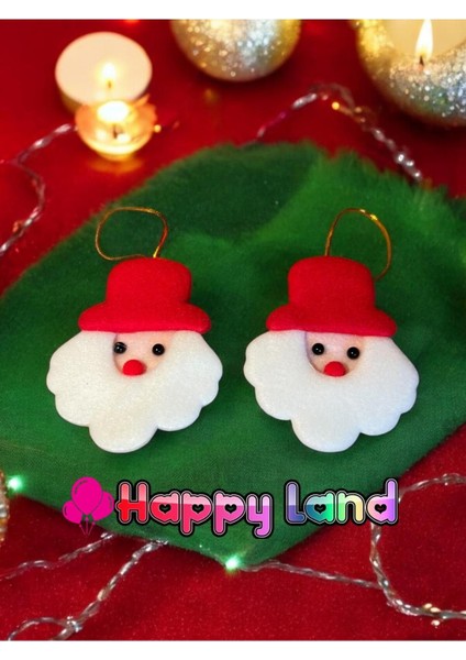 Yılbaşı Çam Ağacı 2'li Noel Baba Süs Peluş Noel Baba Yılbaşı Ağacı Asmalık Süs 8 cm