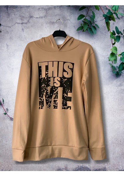 Baskılı Kapüşonlu Sweatshirt (Taba) indirimleri