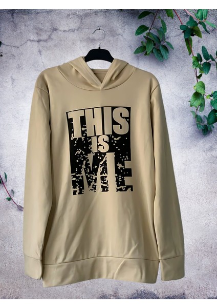 Baskılı Kapüşonlu Sweatshirt (Krem) indirimleri