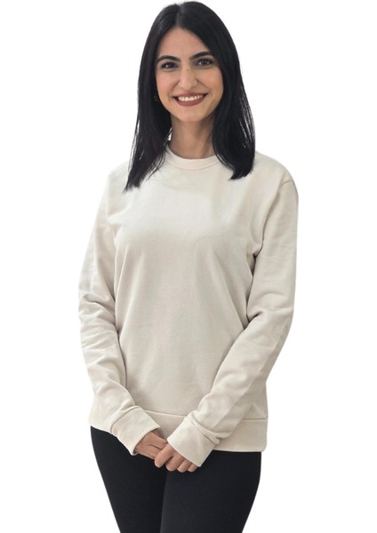 Düz Sıfır Yaka Sweatshirt (K. Beyaz)