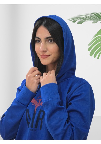 Air Baskılı Kapüşonlu Swaetshirt (Mavi) modelleri