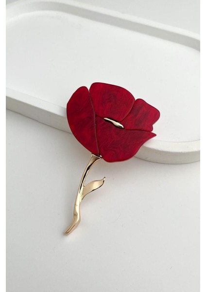 Altın Rengi Gül Broş (4*7cm)