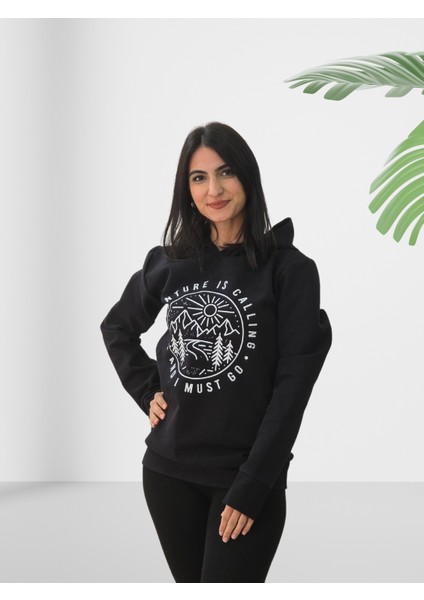 Must Be Baskılı Kapüşonlu Swaetshirt (Siyah) modelleri