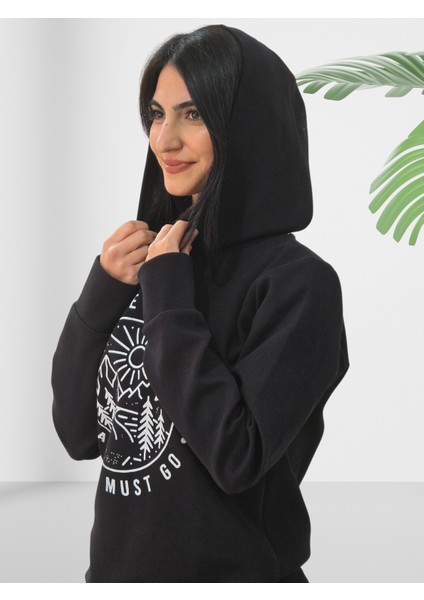 Must Be Baskılı Kapüşonlu Swaetshirt (Siyah) fırsatları