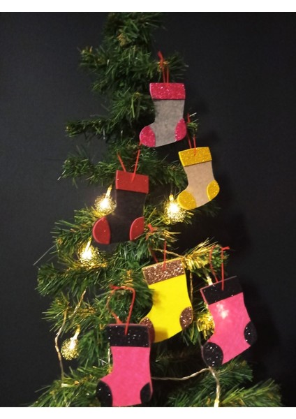 Yılbaşı Noel Ağacı Süsü Çorap Dekorasyon 6 Adet