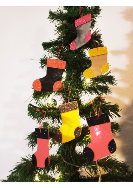 Yılbaşı Noel Ağacı Süsü Çorap Dekorasyon 6 Adet fiyatları