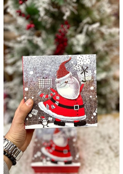 Lüks Yılbaşı Hediyelik Hediye Kutusu 3 Lü Set Kabartmalı Noel Baba Baskılı Yeni Yıl Kış Temalı fiyatları
