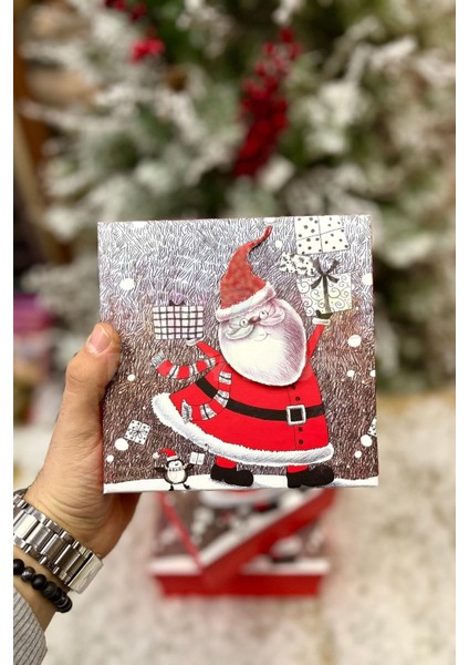 Lüks Yılbaşı Hediyelik Hediye Kutusu 3 Lü Set Kabartmalı Noel Baba Baskılı Yeni Yıl Kış Temalı modelleri