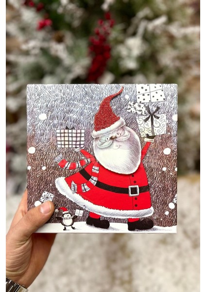 Lüks Yılbaşı Hediyelik Hediye Kutusu 3 Lü Set Kabartmalı Noel Baba Baskılı Yeni Yıl Kış Temalı fırsatları