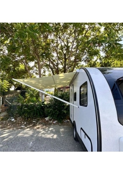 Bej Renkli 2.5 Metre Manuel Kollu Karavan Tentesi Su Geçirmez Yüksek 200 x 250 cm