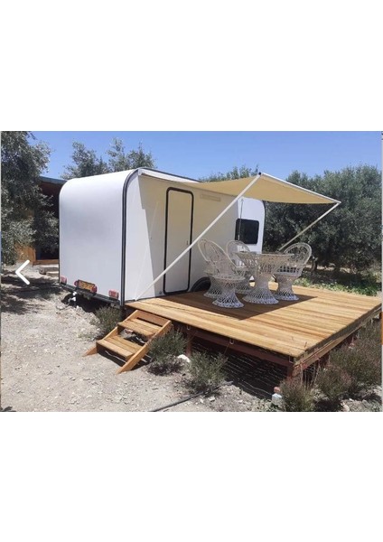 Bej Renkli 2.5 Metre Manuel Kollu Karavan Tentesi Su Geçirmez Yüksek 200 x 250 cm