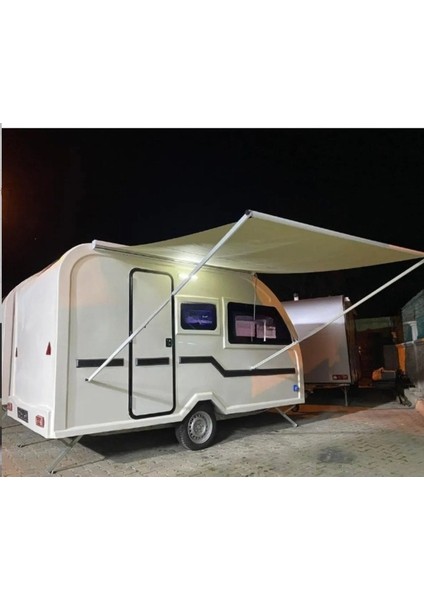 Bej Renkli 2.5 Metre Manuel Kollu Karavan Tentesi Su Geçirmez Yüksek 200 x 250 cm