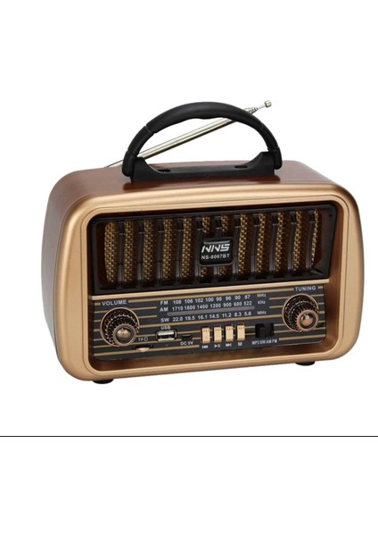NS-8067 Radyo USB / Tf Kart / Fm Retro Taşınabilir Bluetooth Hoparlör