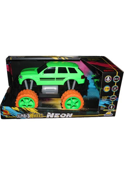 Suncon 1:18 Uzaktan Kumandalı Neon Jumbo Weels USB Şarjlı Araba 26 cm 32961 Yeşil Jeep