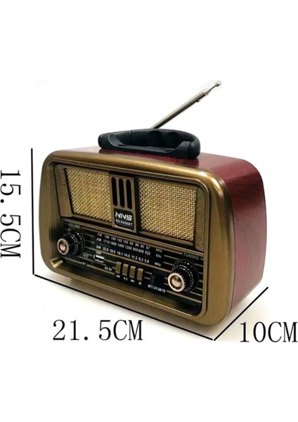 NS-8067 Radyo USB / Tf Kart / Fm Retro Taşınabilir Bluetooth Hoparlör