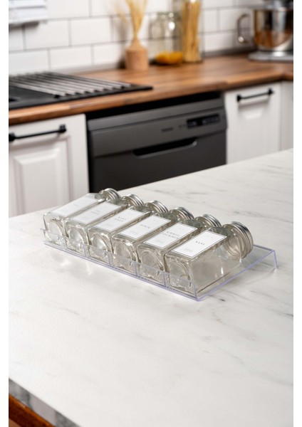 6'lı Şeffaf-Lego Standlı Cam Baharatlık Seti Gümüş Kapaklı Beyaz Etiketli BAHARATLIK-MH03SLVR06 fiyatları