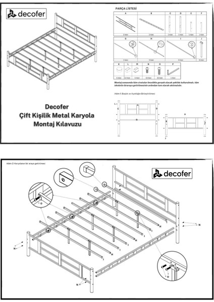 Karma Çift Kişilik Siyah Metal Karyola