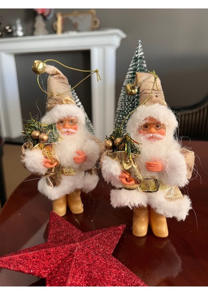 Gold Noel Baba 13 cm Ipli Altın Yılbaşı Yeniyıl Newyear Christmas Dekor Süs Sakallı Çanlı modelleri