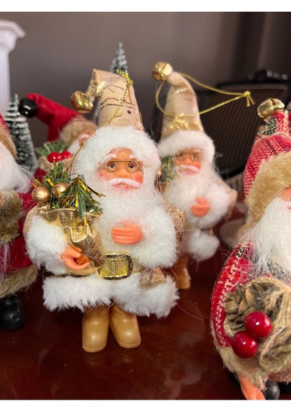 Gold Noel Baba 13 cm Ipli Altın Yılbaşı Yeniyıl Newyear Christmas Dekor Süs Sakallı Çanlı indirimleri