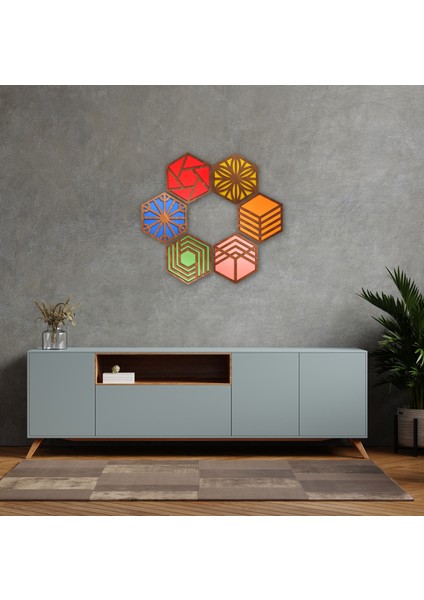 Dekoratif Duvar Dekoru Tablo Mdf Renkli 3mm 25 cm x 21.5 cm Geometrik Şekiller Veya Kendinize fiyatları