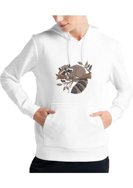 Kadın Tişört Hoodie 3 Iplik Nakış Kalın Pamuklu Kapüşonlu