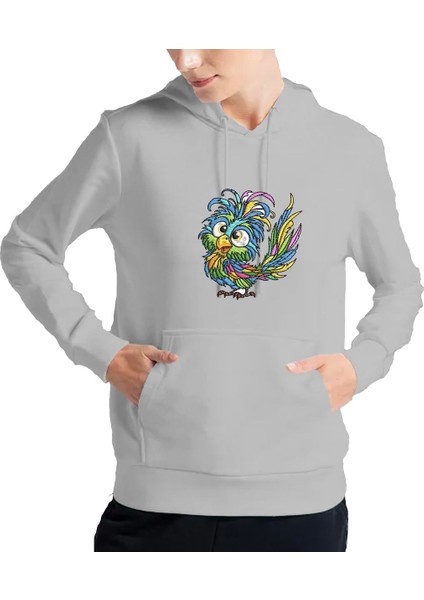 Kadın Tişört Hoodie 3 Iplik Nakış Kalın Pamuklu Kapüşonlu