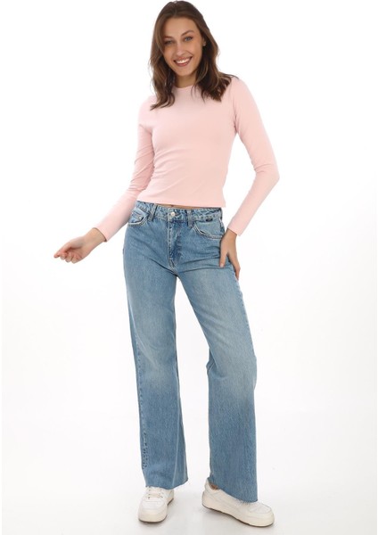 Likralı Pamuk Tişört-Slim Fit -Pudra fiyatları