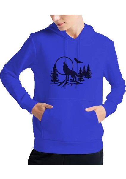 Kadın Tişört Hoodie 3 Iplik Nakış Kalın Pamuklu Kapüşonlu