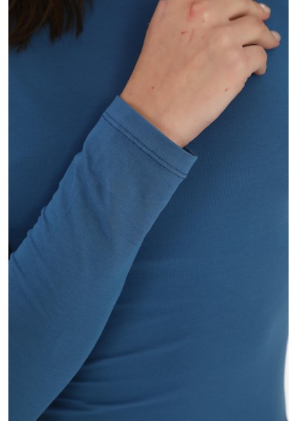 Likralı Pamuk Tişört-Slim Fit -Indigo fırsatları