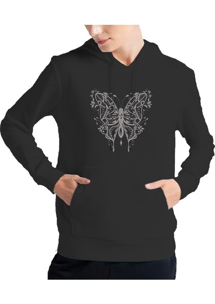 Kadın Tişört Hoodie 3 Iplik Nakış Kalın Pamuklu Kapüşonlu