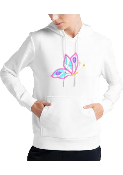 Kadın Tişört Hoodie 3 Iplik Nakış Kalın Pamuklu Kapüşonlu