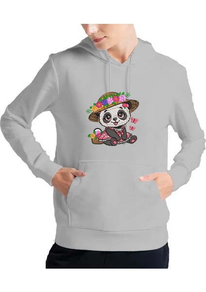 Kadın Tişört Hoodie 3 Iplik Nakış Kalın Pamuklu Kapüşonlu
