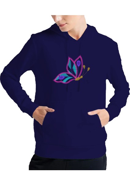 Kadın Tişört Hoodie 3 Iplik Nakış Kalın Pamuklu Kapüşonlu