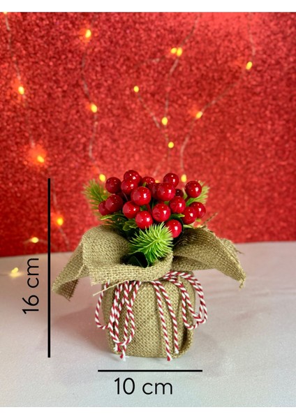 Yeni Yıl Yapay Çiçek Kokina Jüt Kumaşlı Mini Saksılı Yılbaşı Dekorasyonu modelleri