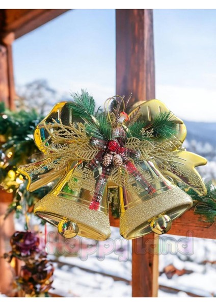 Yılbaşı Çanlı Kapı Süsü, Gold Renkli Ağaç Dekor, Şık ve Neşeli Süs fiyatları