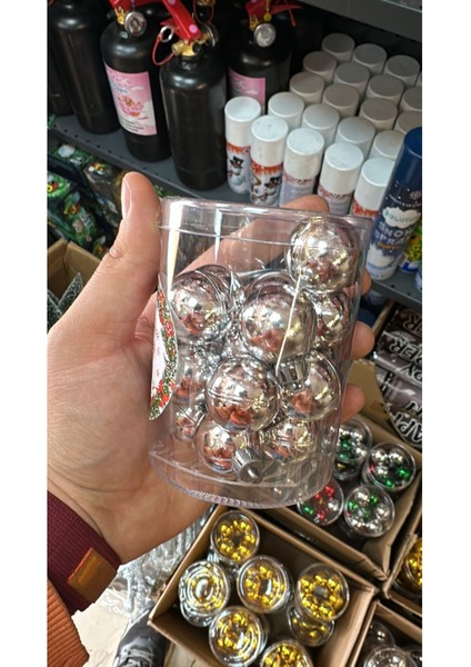 16 Adet Cici Top Gümüş Yılbaşı Çam Ağacı Süsü Dekor Süsleme Seti 3 cm fiyatları