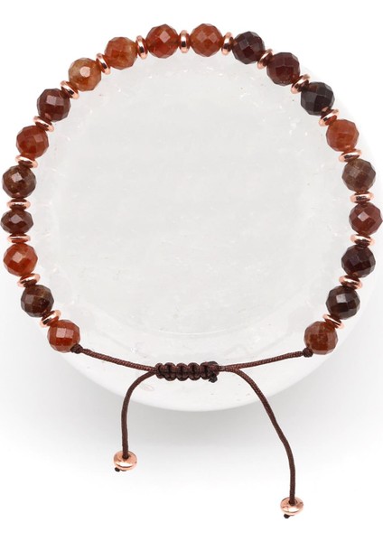 Garnet Doğal Taş Makrome Örme Bileklik Fasetli Küre Kesim fiyatları