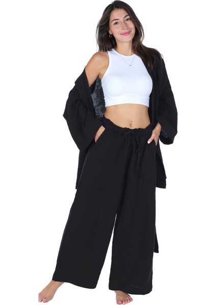 Loungewear Tek Pantolon (Lastikli ve Cepli) – %100 Pamuk Bürümcük Müslin Rahat Giyim fiyatları