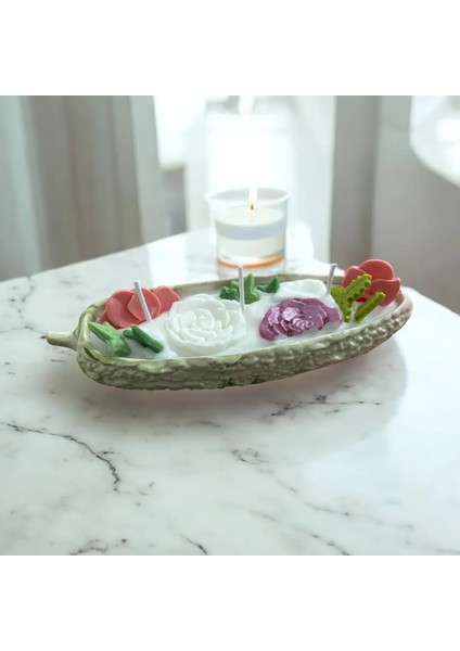 24 x 6 Vanilya Kokulu Doğal Kavun Desenli Mum