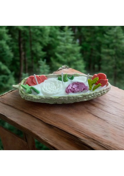 24 x 6 Vanilya Kokulu Doğal Kavun Desenli Mum modelleri