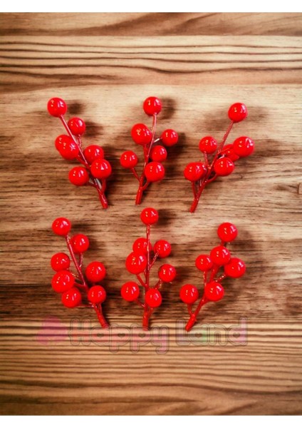 Kokina Kırmızı Berry Yılbaşı Ağaç Süsü 5 Adet 10 cm Yeni Yıl Kokina Süs Kiraz 5 Dallı fırsatları