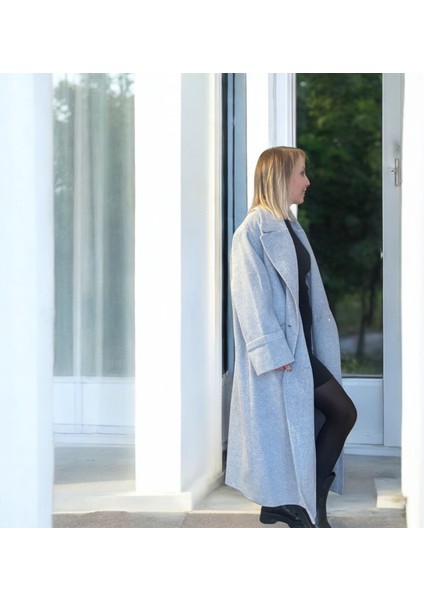 Gri Balıksırtı Desenli Kaban Yün ve Pamuklu