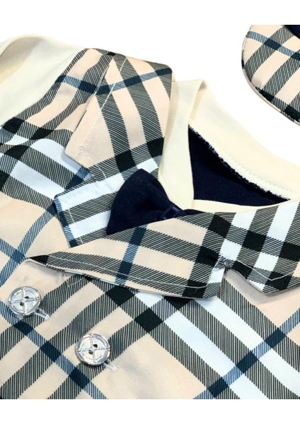 Kareli Papyonlu Erkek Bebek Tulum (Lacivert) fiyatları