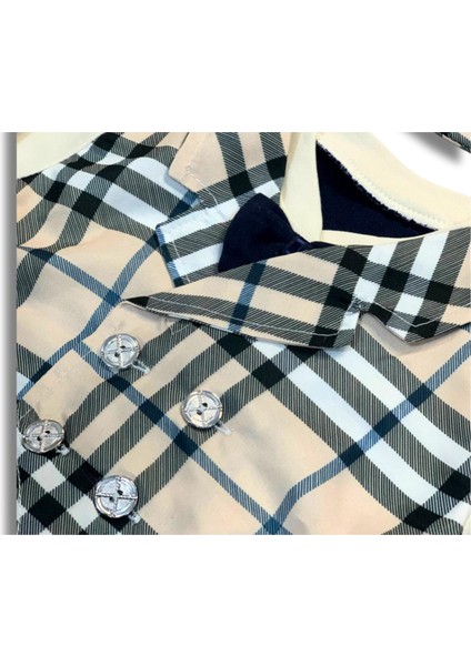 Kareli Papyonlu Erkek Bebek Tulum (Lacivert) fırsatları