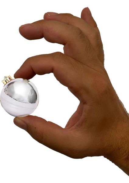 Gümüş Gri 6lı Yılbaşı Top Süs 4cm Çam Ağacı Süsleri Noel Dekorasyon Cici Top Silver Aynalı Süsleme modelleri