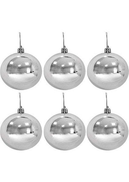 Gümüş Gri 6lı Yılbaşı Top Süs 4cm Çam Ağacı Süsleri Noel Dekorasyon Cici Top Silver Aynalı Süsleme indirimleri