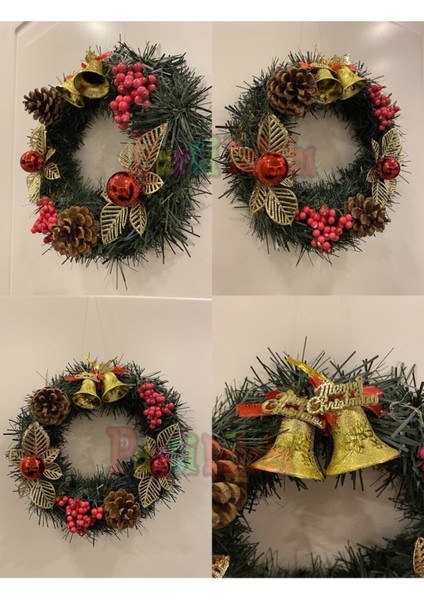 Yılbaşı Kapı Süsü Kapı Çelengi 24 cm Yılbaşı Kokinalı Kozalaklı Çelenk modelleri